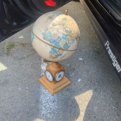 Replogle 9" Globe Weather Watch World Classic Series Barometer Thermometer Wood