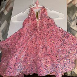 custom pink glitter dress