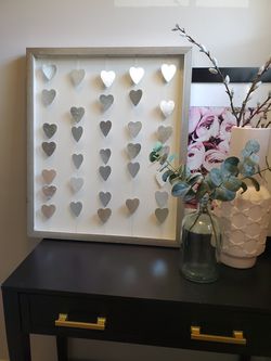 Children's floating hearts silver wall art