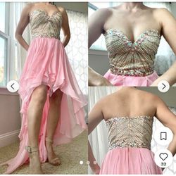 Sherri Hill Womens Pink And Cream Prom Dress