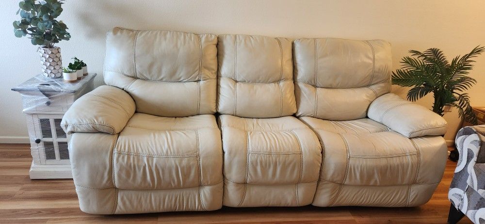 Cream Leather Sofa - $125