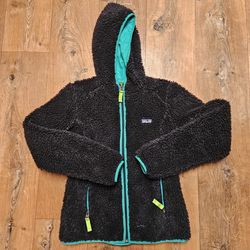 Patagonia Full Zip Jacket Womens Small Hooded Deep Pile Recycled Sherpa Fleece Retro-X Cardigan