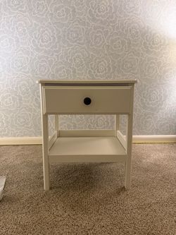 White Nightstand with Drawer and Shelf