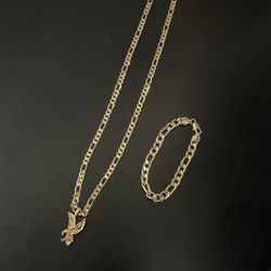 Figaro Style Chain With Bracelet Gold Plated