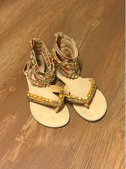 Brown Beaded Sandals