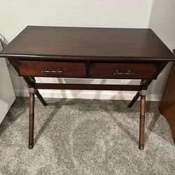 Desk And A Leather Chair Set