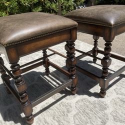 Leather Brown Counter Stools 