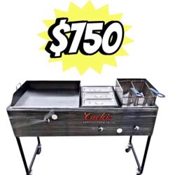 24" Griddle With 3 Warming Trays And Deep Fryer | Includes Hose With Regulator And 2 Baskets