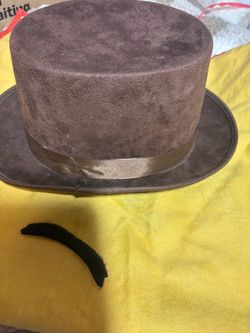 Halloween Brown Velvet Top Hat with Ribbon Band