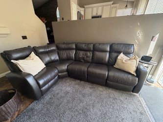 Brown leather couch