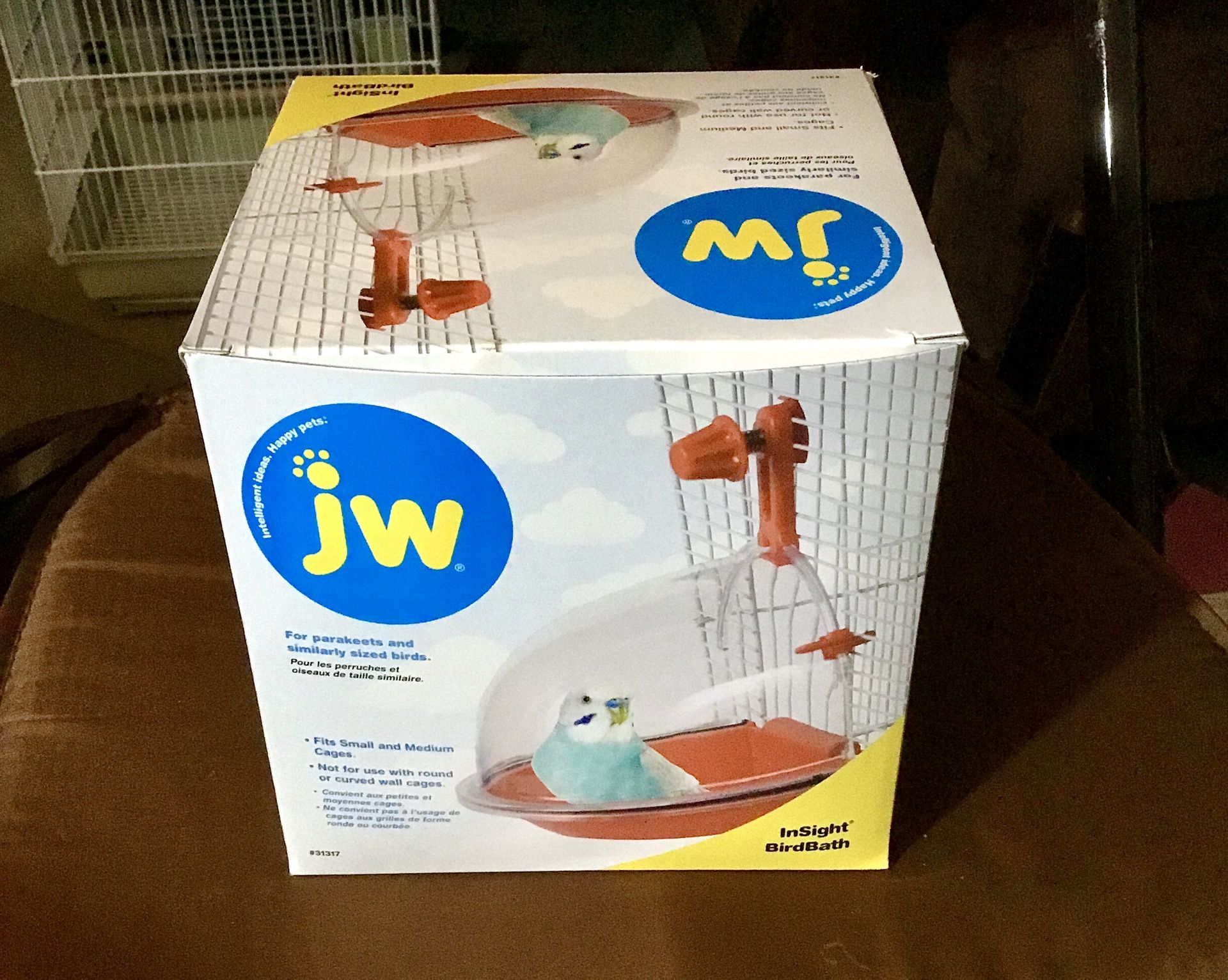 JW   Blue Pet Bird Bath in Cage, Medium