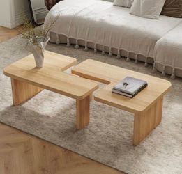 2 Piece Modular Nesting Modern Coffee Table with Adjustable Shape Use together or Separately - New in Box