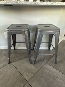 2, 24” Industrial Metal Barstools - LIKE NEW!