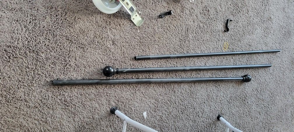 Curtain Drapes Pole Poll Retractable 7 Feet Foot Black