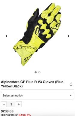 ALPINESTARS - GP PLUS R V3 LEATHER GLOVES SIZE-Small
