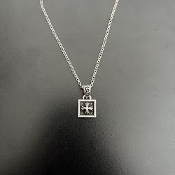 Chrome Hearts silver cross plus frame diamond pendant