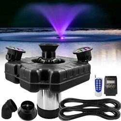 Pond Fountain Aerator with Lights RGB LED, 1HP 750W Floating Pond Fountain for Outdoor, 110V 15000 GPH Aerators Fountains Pump for Lake Garden Yard wi