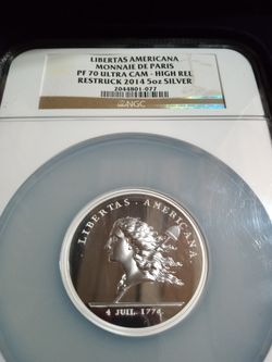 Libertas Americana Monnaie De Paris PF 70 Ultra Cameo 5oz Silver 