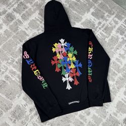 Chrome Hearts Multicolor Cross Print Zip Up Hoodie