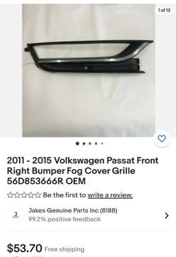 Bumper Fog Cover Grille ( Left and Right Cover) Volkswagen Passat 