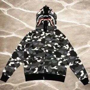 Bape Men's Black Zipper Camo Hoodie
