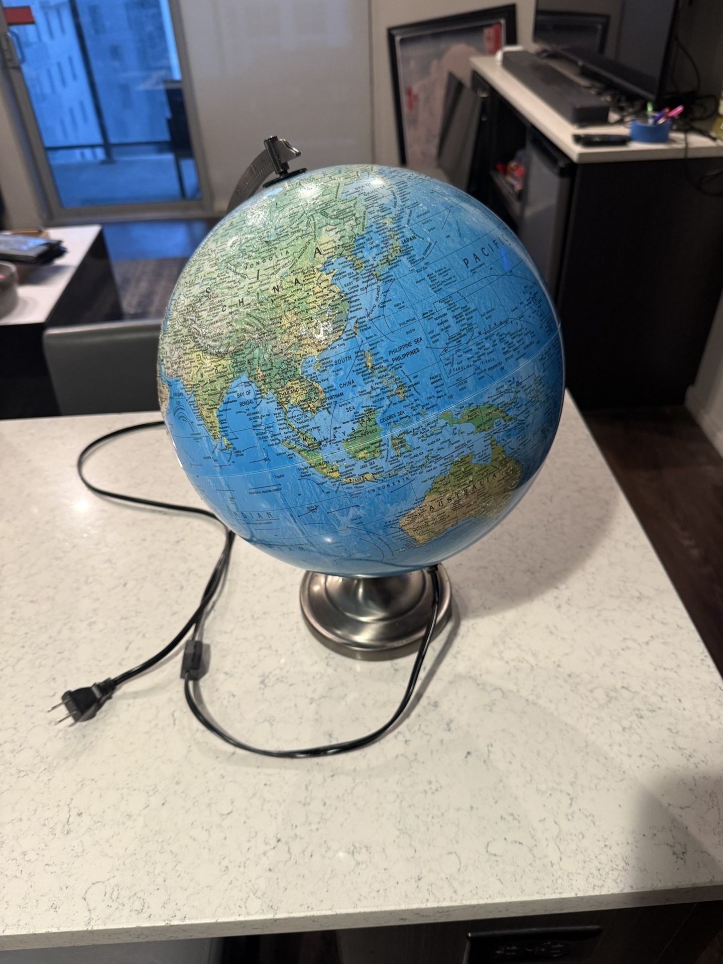 World Globe For Desk Lights Up