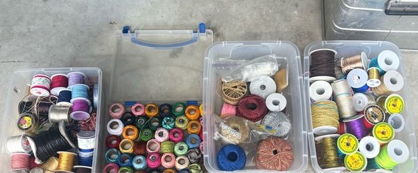 Large Lot of Assorted Thread and Cord Spools