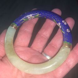 BEAUTIFUL JADE & CLOISSONE BANGLE bracelet