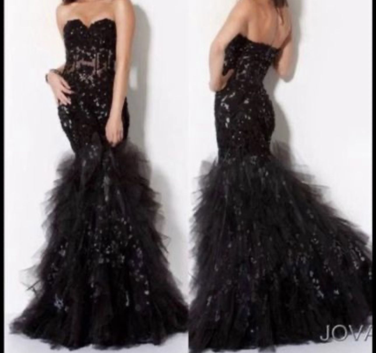 🖤 Jovani Black Corset Mermaid Prom Dress Silver Sequins size 2~ Like New🖤🖤 never altered