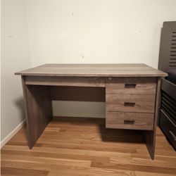 Home Office Desk, 3 Drawer, Distressed Grey 