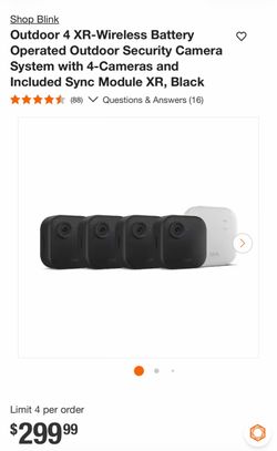 Shop Blink Outdoor 4 XR-Wireless Battery Operated Outdoor Security Camera System with 4-Cameras and Included Sync Module XR, Black