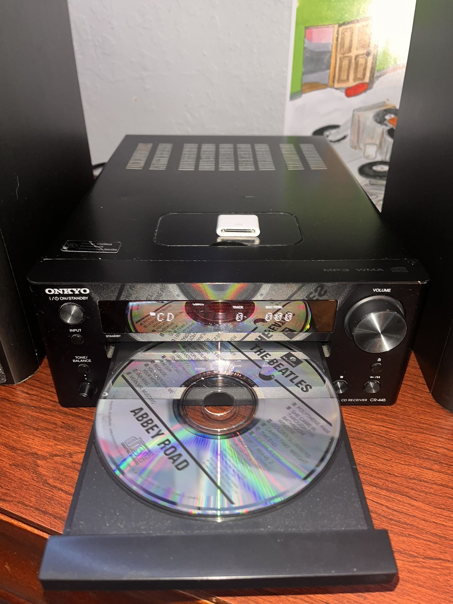 ONKYO Integrated Amp with CD player, With Remote + Lighting Adapter For iPhone