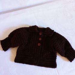 Baby boy Sweater, hand crafted, made with Soft&Shiny acrylic yarn, new, fits up to 3months, $10.