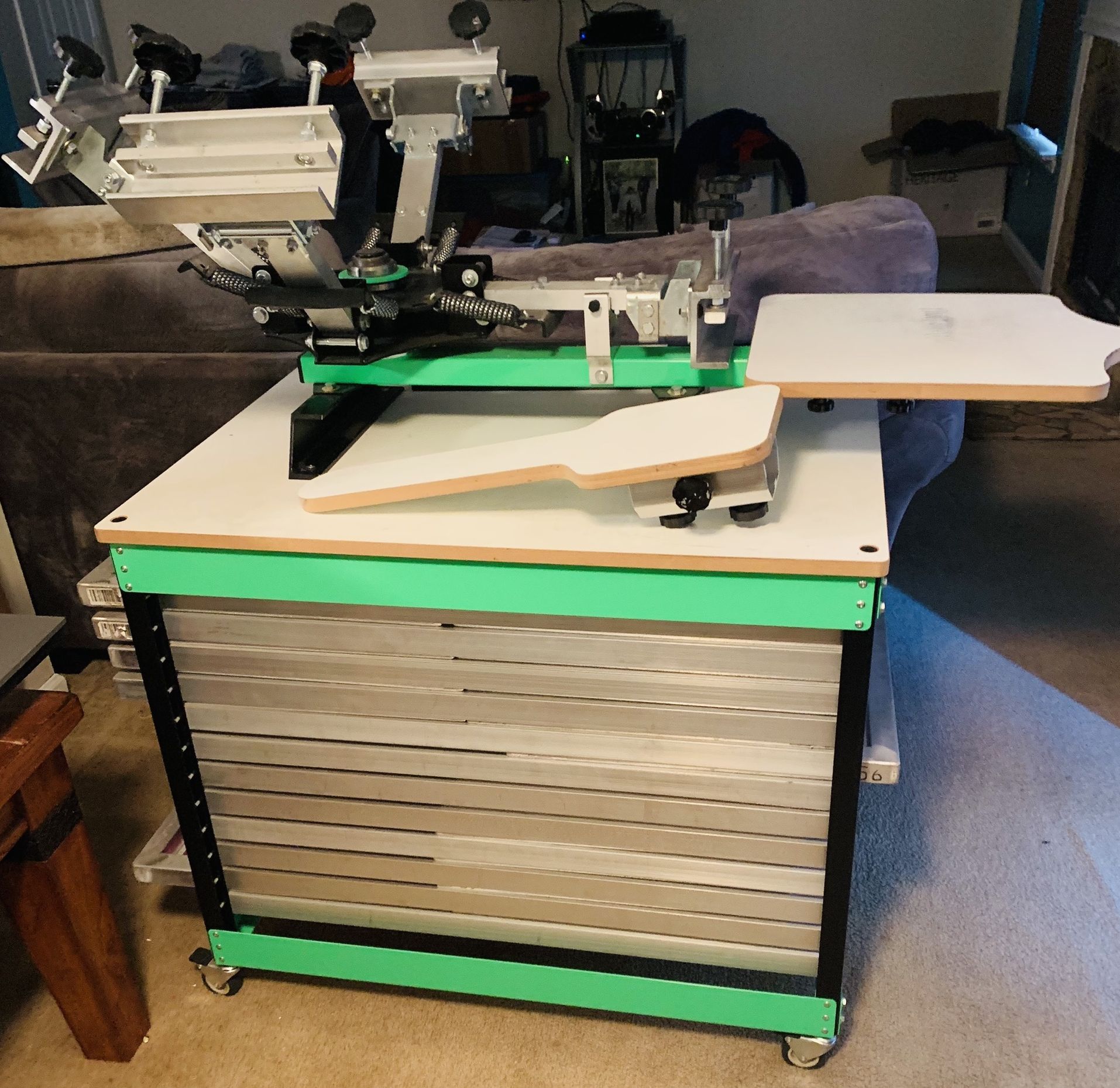 Riley hopkins jr 4 in 1 with screen printing press cart