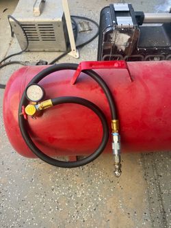 10 gallon portable air tank valve and  hose