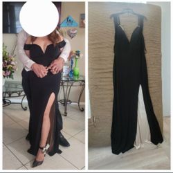 Black Slit Dress Beige Inside