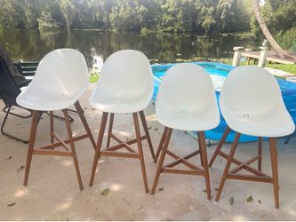 IKEA FANBYN Bar Stools (Set of 4) – Discontinued! White + Solid Eucalyptus Wood, Indoor/Outdoor