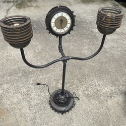 Industrial lamp-- With clock - Art Decor Piece  