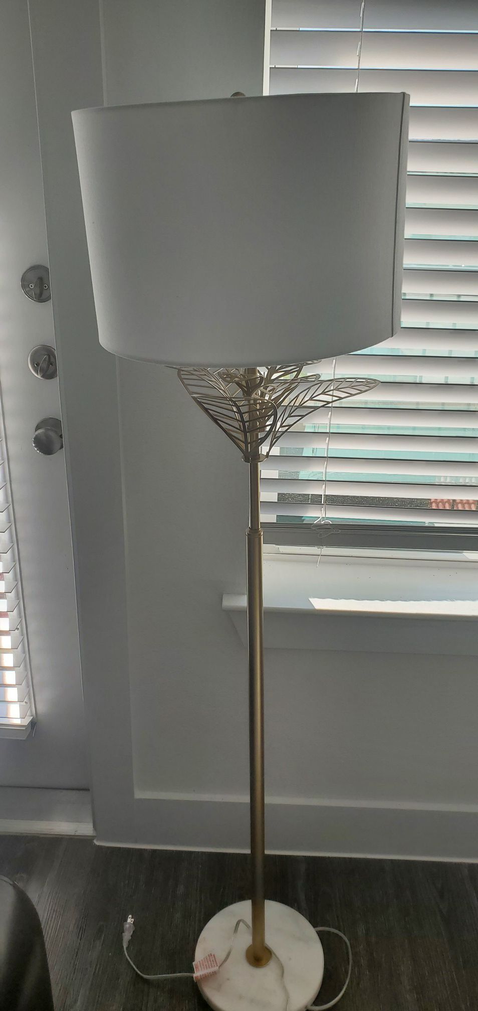 Brass and white lamp