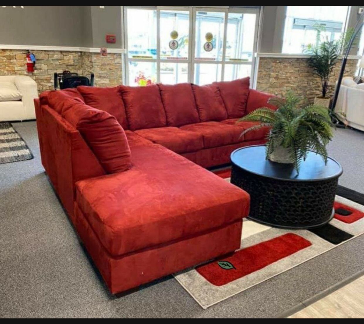 L Shape 2 Piece Huge Cozy Red Couch Setional / Living Room Set 👌 Color Options👈 Financing Available👍