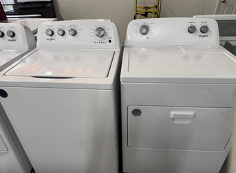 Whirlpool Top Load Washer & Dryer Set – White, Auto Dry, Simple Dials
