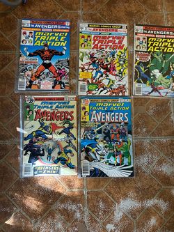 Marvel Triple Action Lot of 5 (#35, 36, 37, 46, 47) Bronze Age Avengers Reprints