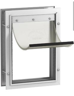 Hakuna Pets Deluxe Aluminum Pet, Cat and Dog Door with 2-Way Locking Panel for Screens, Doors and Walls up to 2.8" Thick, Medium, White