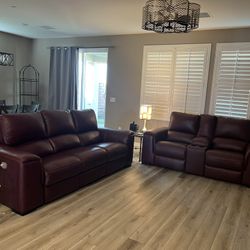 Leather Power Recliner Sofa And Loveseat