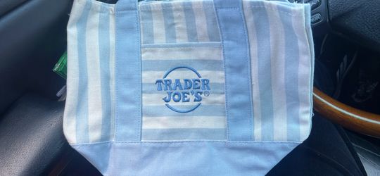 Trader Joe’s Mini Striped Tote Bag Blue