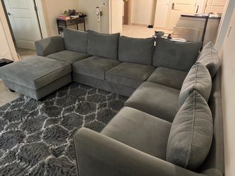 Gray Fabric U-Shape Sectional Sofa with Chaise