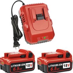 18V 6.5Ah Replacement for Milwaukee M-18 Battery 2Pack with Charger