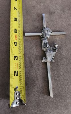 Silver-Tone Cross with First Communion Figure