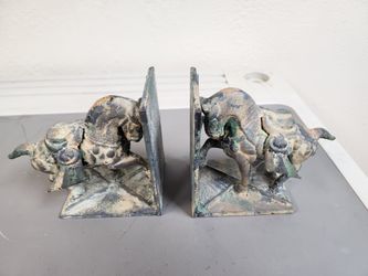 Vintage Heavy Patina Toyo Japan Tang War Horse Bookends