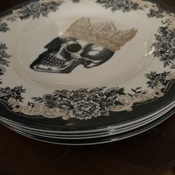 Royal Stafford Skull With Crown Plates Set Of 4